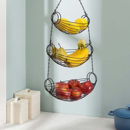 Hds Trading 3Tier Black Oval Hanging Basket ZOR95931